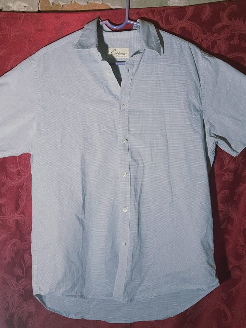 California Vintage Light Blue Short Sleeve Button Down Shirt Size Medium